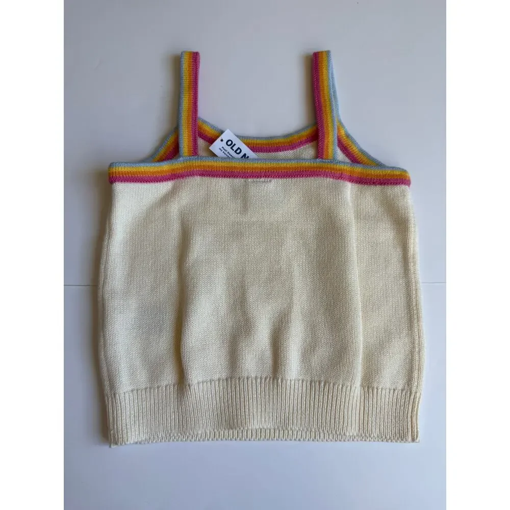 Old Navy Knit Embroidered Cardigan & Tank Top Set 100% Cotton Girls Small 6-7